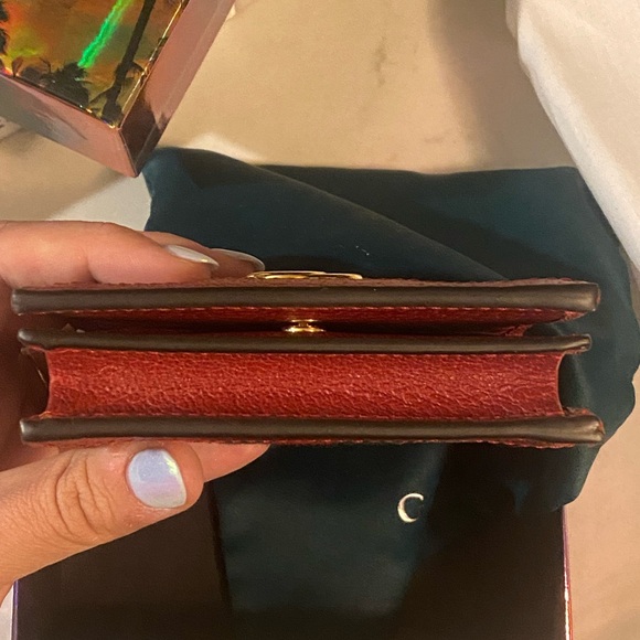 GUCCI Ophidia GG Web Flora Card Case Wallet -Red Leather -NEW - Picture 6 of 7